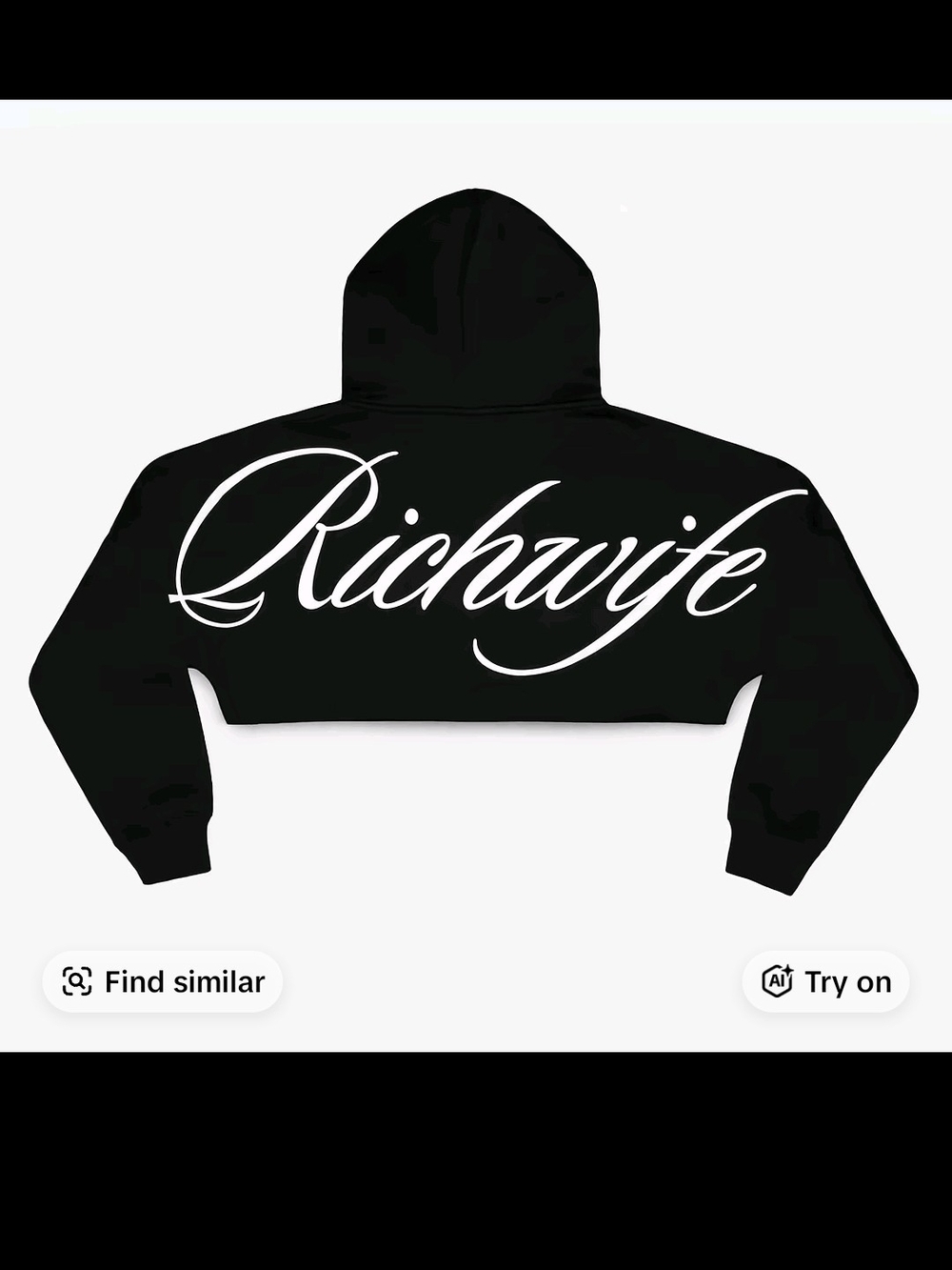 Richwife Black Cropped Hoodie Sweater Small Brand New Super Sporty & Cool